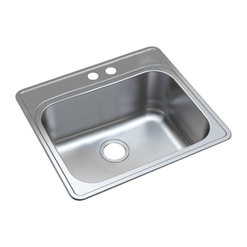 25'' L Single Bowl Stainless Steel Kitchen Sink, 2 Hole (Right)