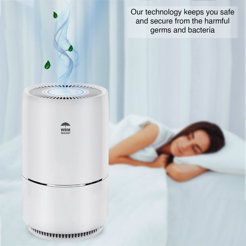 Purificateur d'air intelligent WBM avec filtre True Fresh HEPA pour 1440 pieds cubes, 360 degrés, blanc