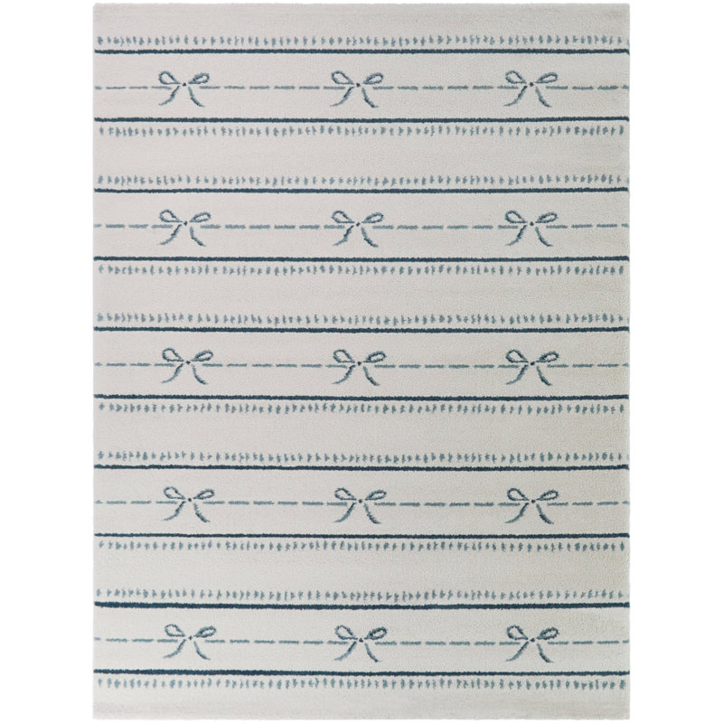 Lia Blue Kids Bow Stripes Area Rug, 3'11" x 5'7"