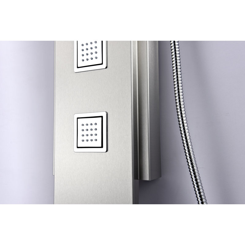 Visor Series 60'' Brushed Steel Shower Panel with Body Jets