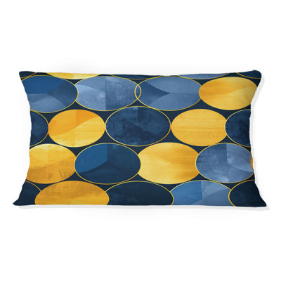 Bleu, jaune, moderne, cercles, V, coussin lombaire moderne