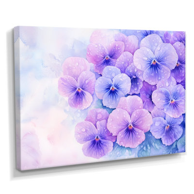 Morning Dew of Violets Flowers I - Violets, reproduction d'art murale