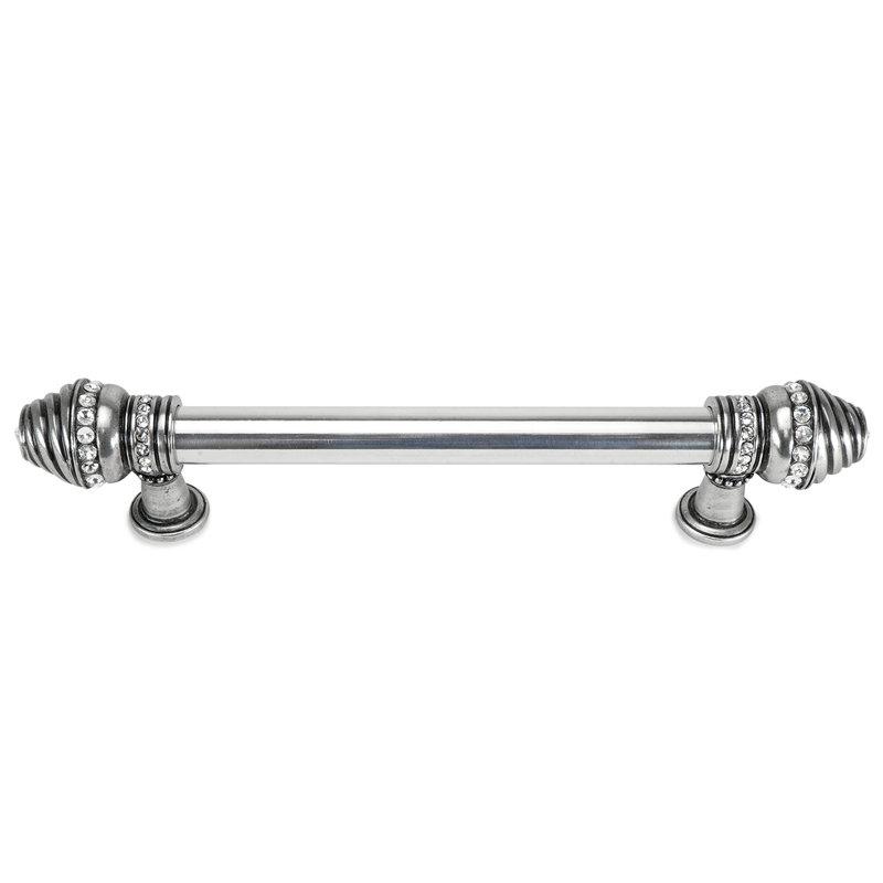 Cache multi-crystals large ends; 15 inch center to center appliance/long pull; 3/4 smooth bar; decorated with swarovski crystals in finish Chalice