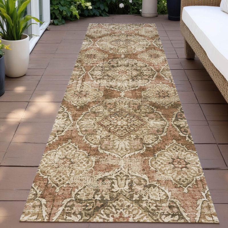 Machine Washable Indoor/Outdoor Husby ACN2196 Panel Rug, Runner 2'3" x 7'6"