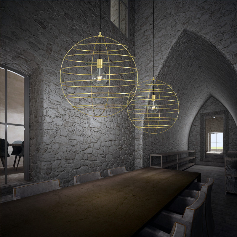 Sphere 1 -Light Single Globe Pendant, Brass, 13.75" H x 13.75" W x 13.75" D