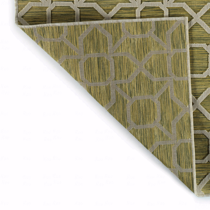 Tapis de couloir contemporain, transitionnel, à motif géométrique, texturé, haut-bas coupé et bouclé 2 pi x 6 pi