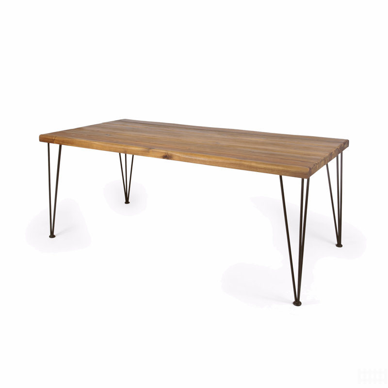 Industrial Wood And Metal Rectangular Dining Table