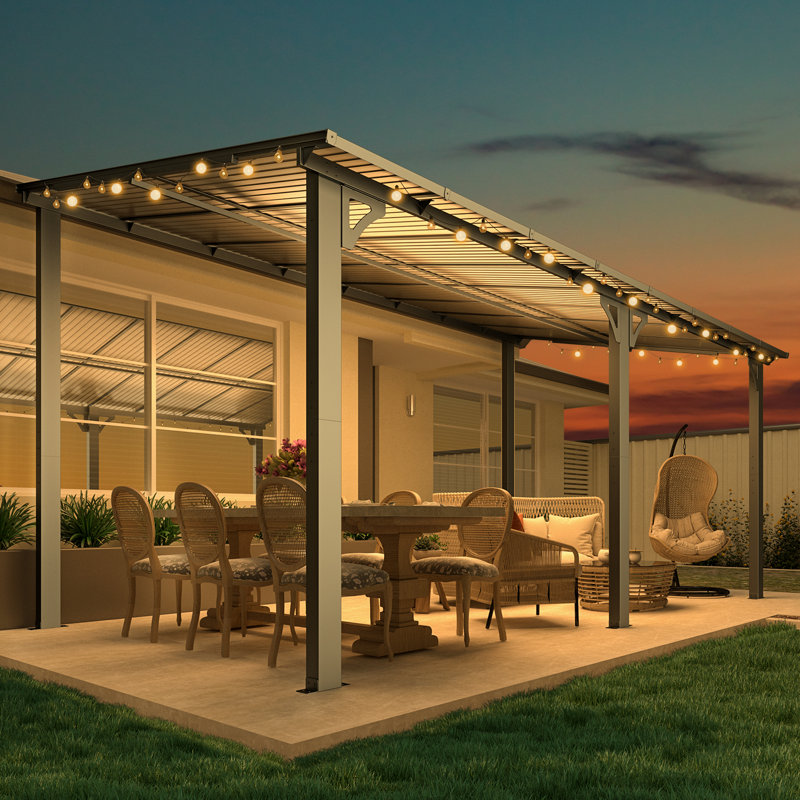 Mandalc Pergola with Canopy, 487.68cm x 243.84cm, Black