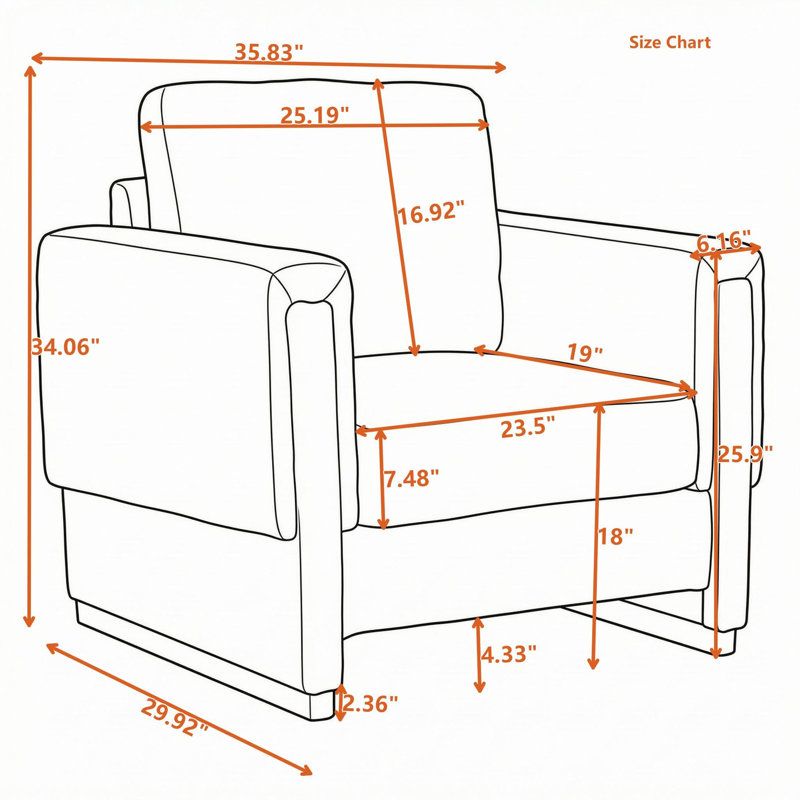Fauteuil rembourré avec accoudoirs, Rouge
