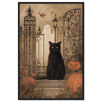 Pumpkin Night Canvas Print Halloween Wall Decor by Art Remedy, Black Frame, 10 x 15
