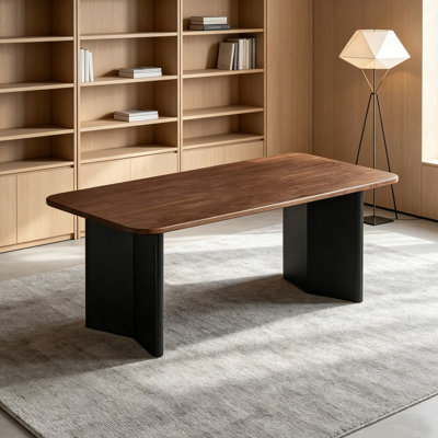 Durable Walnut Solid Wood Rectangular Desk