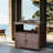 Brown Rattan Bar Table With Wheels