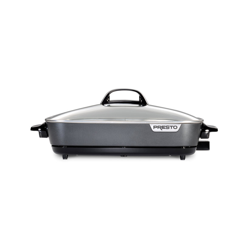 Presto Slimline Nonstick Electric Skillet with Tempered Glass Lid, 16", Black
