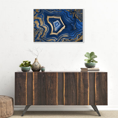 «Blue Geode Abstract Marble Waves Modern Gold» par Oliver Gal