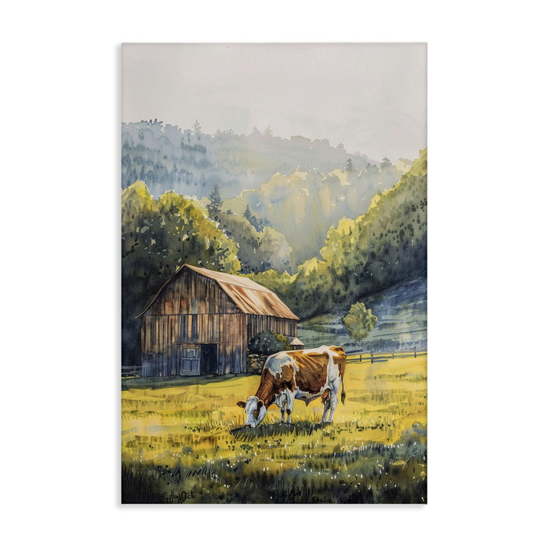  «Brown Spots Cow», art mural sur toile par Franklyn Gregory, H 24 po x l 16 po