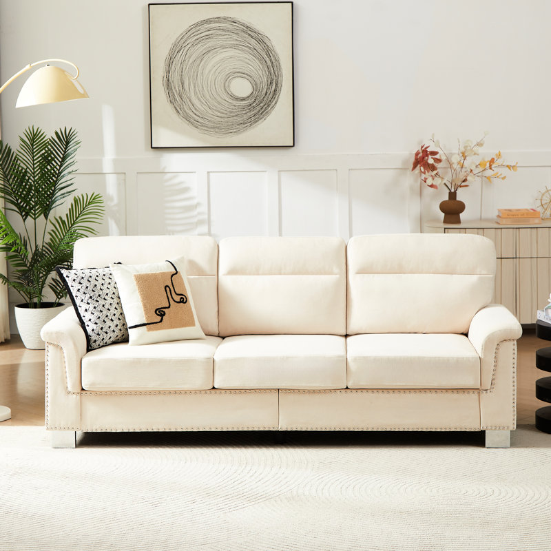 82 pouces, style, 3 sièges, beige, siège à assise souple moyenne, style détente en famille