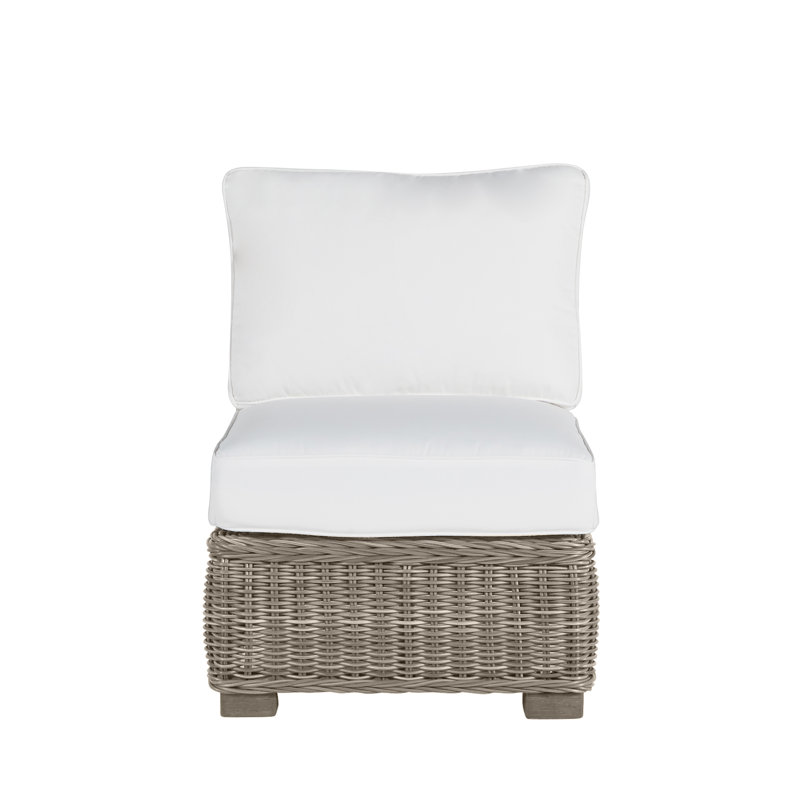Rustic Woven Sectional Slipper Chair, No Welt, Verona Fossil, Oyster