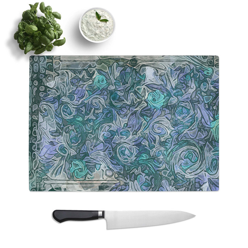 Tempered Glass Roses Chopping Board, 39 cm W x 28.5 cm L