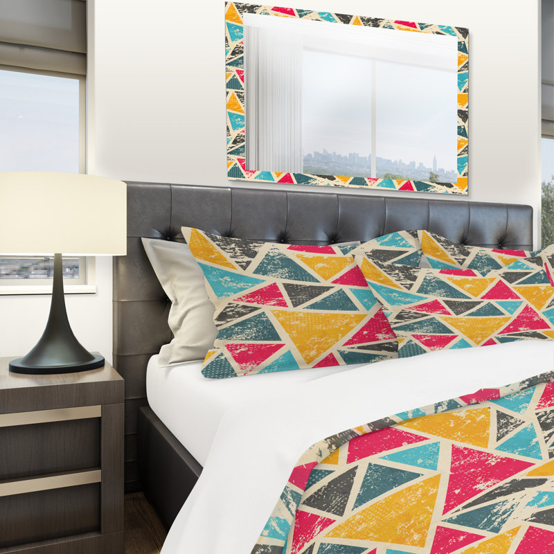 Polyester Geometric Shapes Duvet Cover Set, King Duvet Cover + 2 Shams