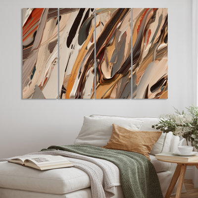 «Terracotta Bliss Texture Abstract VI», reproduction sur toile tendue 4 pièces