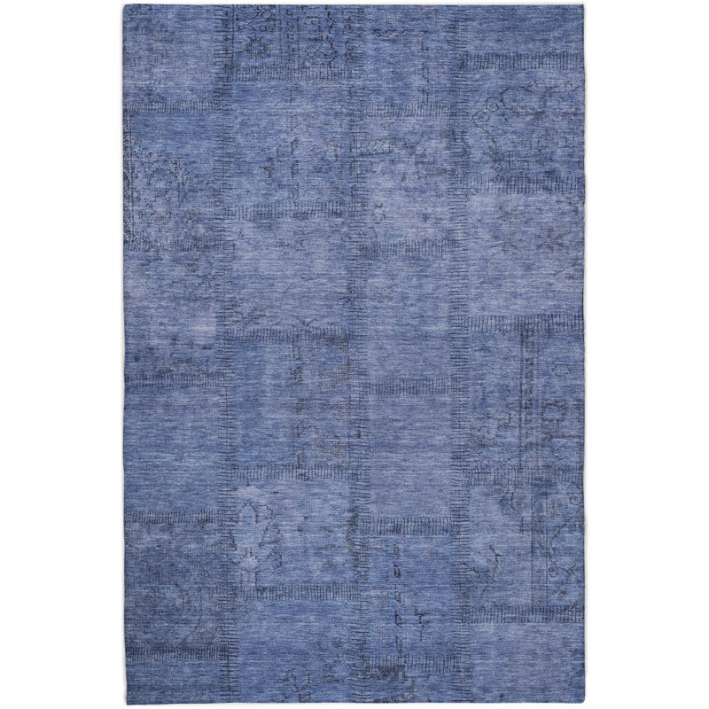 Tapis à poil long de qualité supérieure lavable à la machine ADS685, Bleu, 9 pi x 12 pi