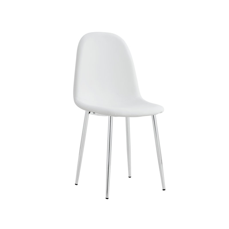 Chaise de salle à manger Sera, Chrome, Blanc