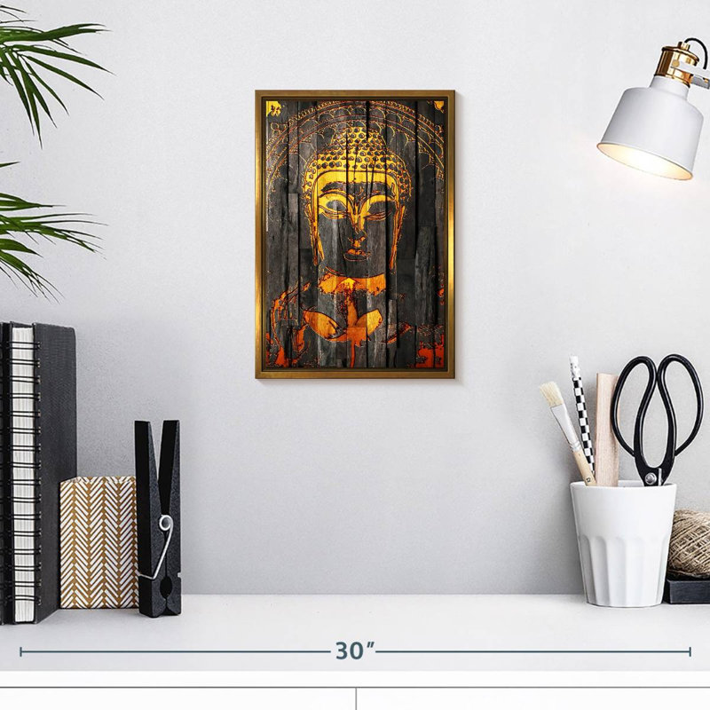 Rustic Buddha, Floating Frame Gold, 9" x 13"