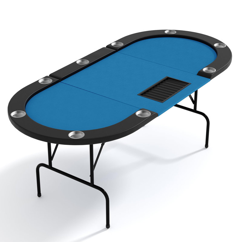 Table de poker ovale avec 9 porte-gobelets en acier inoxydable