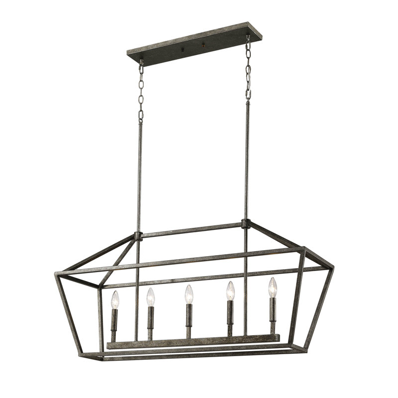 Glenhaven 5 - Light Kitchen Island Pendant, Antique Silver