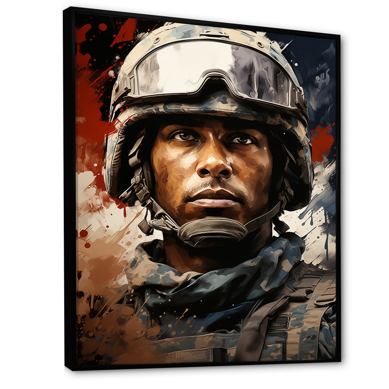 Fierté militaire patriotique sur toile, H 20 po x l 12 po x P 1 po, Cadre flottant noir