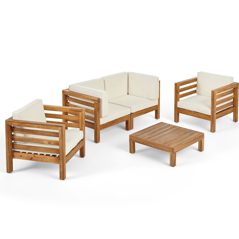 Ensemble de conversation avec canapé et coussins 4 pièces Maher, Beige