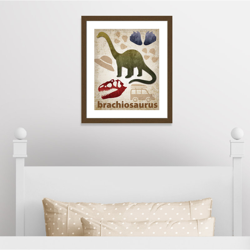 Adhésif décoratif dinosaures-03 ', H 26,5 po x l 22,5 po x P 0,625 po, Encadré plat noyer