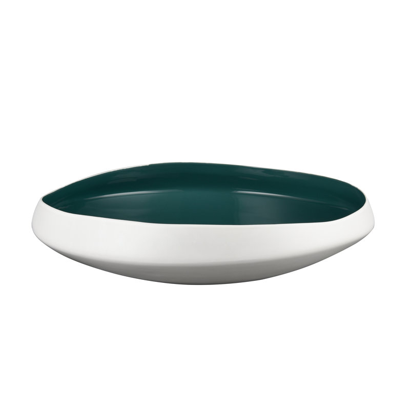 Bol Greer - blanc émaillé et turquoise émaillé, Blanc mat / vert