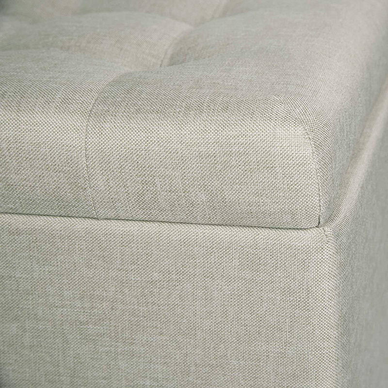 Ethelee 45cm Wide Tufted Square Solid Colour Ottoman with Storage, Cream