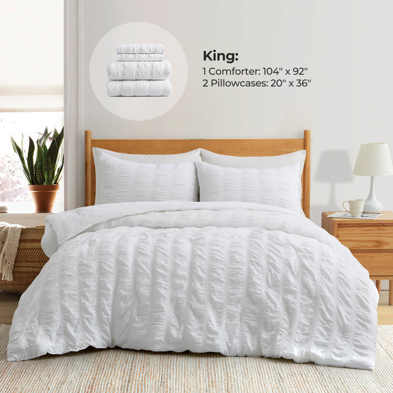 Ensemble d'édredon en microfibre , Blanc, Édredon très grand + 2 taies décoratives très