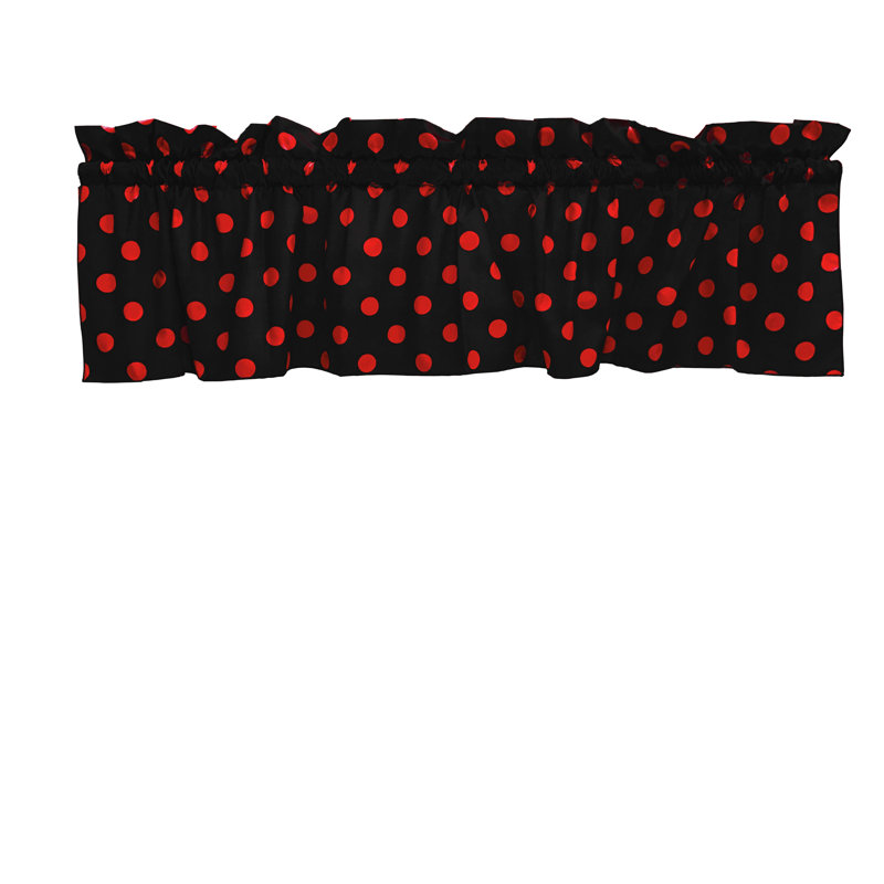 Cantonnière sur mesure en mélange de coton à pois 58 po Chrisman, L 58 po x L 18 po, Noir / rouge