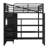 Metal Loft Bed With table set and wardrobe, Full, Black