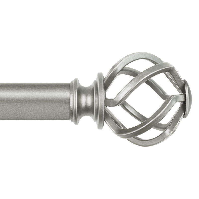 Aref Steel Adjustable Single Curtain Rod, Antique Silver, 48" - 86"