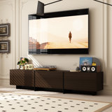 Meuble télé moderne minimaliste avec rangement caché et charnières à fermeture douce, 71,7 pouces, noyer foncé