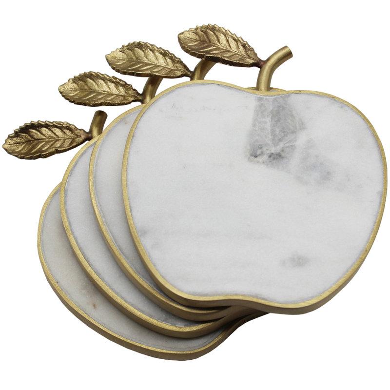 Ensemble de sous-verres en marbre rose, Blanc