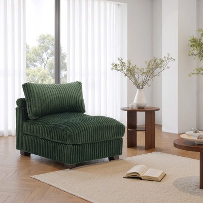Chaise rembourrée en fausse fourrure de lapin en flanelle avec dossier rembourré, module de chaise simple pour canapé modulaire