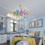 Éclairage lustres en cristal multicolores, design pastel, lustre coloré parfait pour l'espace de chambre à coucher, P 23 po x H 22 po, chaînes réglables de 60 po, douilles E12 x 5, couleur jeunes spiritueux