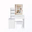 Bureau de coiffeuse à miroir à DEL avec support pour sèche-cheveux, prise de courant et fauteuil-1093615080