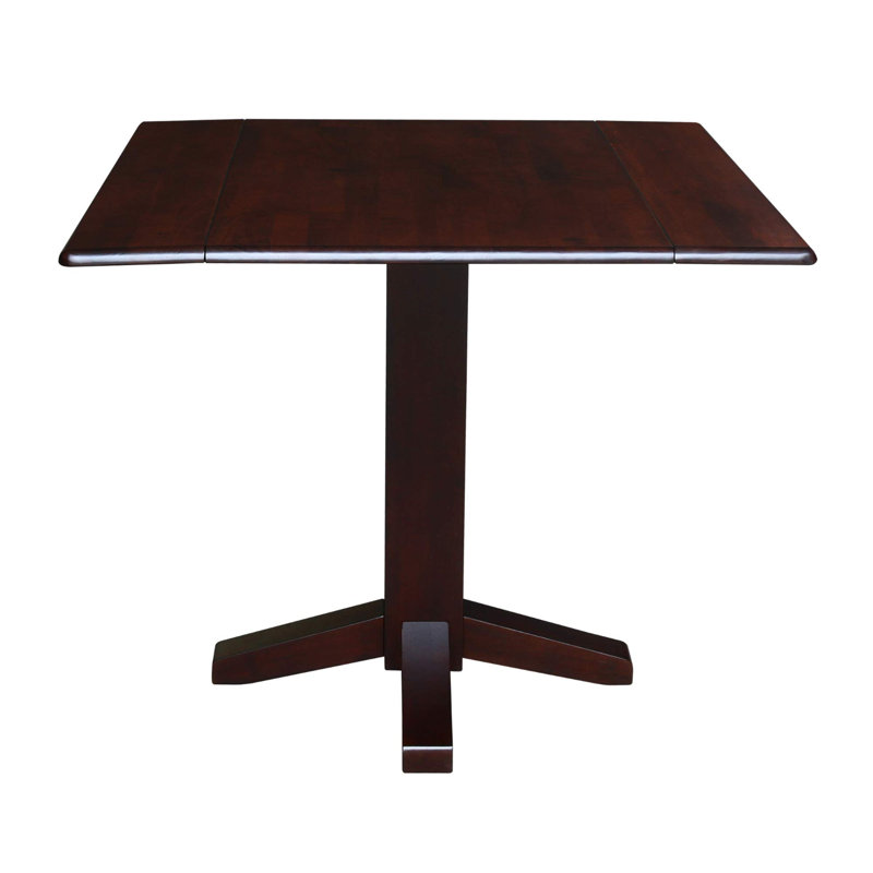 Solid Wood 36" Square Dual Drop Leaf Dining Table, Rich Mocha