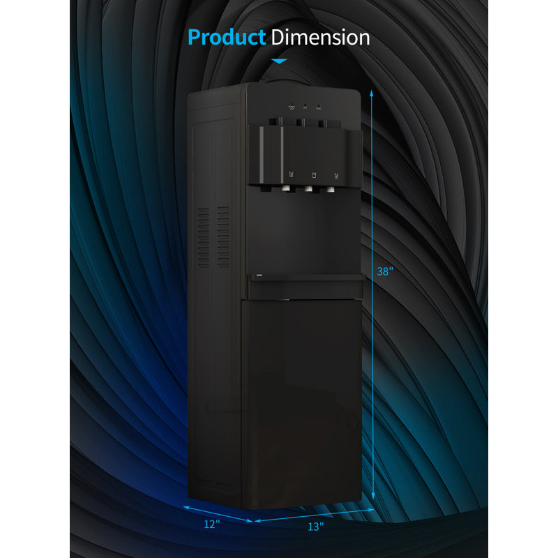 Bottom Loading Water Dispenser with Hot/Cold & Room Temp Settings (50F Ice-Cold & 203F Steamless Hot),Energy-Efficient Design for Home/Office,Quiet Operation, Safety Lock,Sleek Black/White Finish