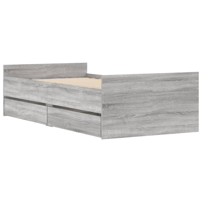 Nikash Bed, Single ( 90 x 190 cm), Grey Sonoma
