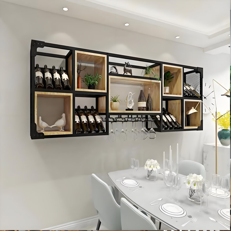 Petit support à vin mural, 24"H x 82.6"W x 9.8"D