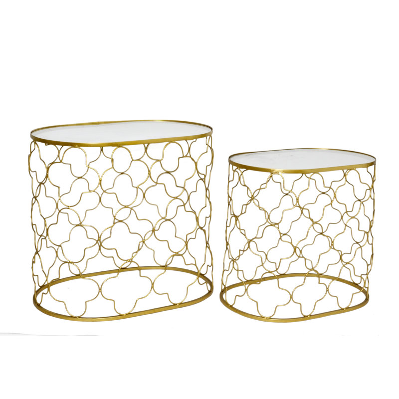 Peri Glass Top Frame Side Table Set