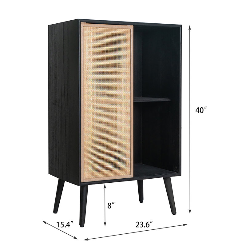 Sanni Accent Cabinet, Black/Natural