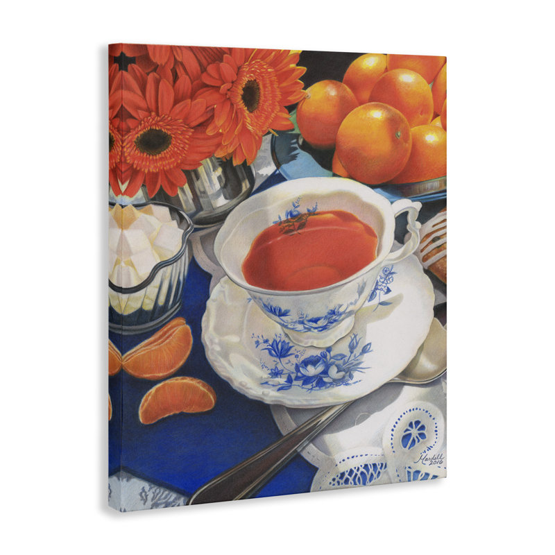 «Citrus Tea Time», art mural sur toile par Mardell Schuster, H 20 po x l 16 po